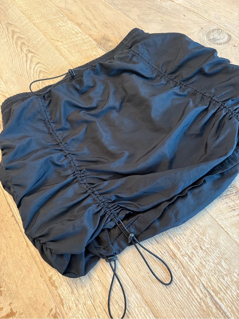 Black Drawstring Ruched Mini Skirt - Picture 3 of 7